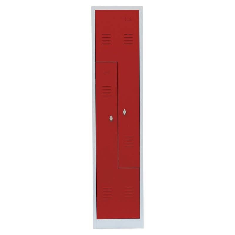 Lüllmann Z Garderobenschrank 2 Abteile 1800 x 415 x 500 mm lichtgrau mit feuerrot Produktbild Lüllmann Z Garderobenschrank 2 Abteile 1800 x 415 x 500 mm lichtgrau mit feuerrot bild 2