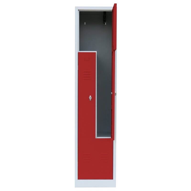 Lüllmann Z Garderobenschrank 2 Abteile 1800 x 415 x 500 mm lichtgrau mit feuerrot Produktbild Lüllmann Z Garderobenschrank 2 Abteile 1800 x 415 x 500 mm lichtgrau mit feuerrot bild 3
