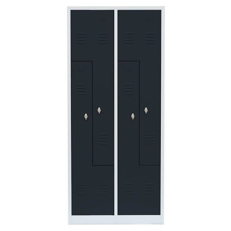 Lüllmann Z Garderobenschrank 4 Abteile 1800 x 800 x 500 mm lichtgrau mit feuerrot Produktbild Lüllmann Z Garderobenschrank 4 Abteile 1800 x 800 x 500 mm lichtgrau mit feuerrot bild 2