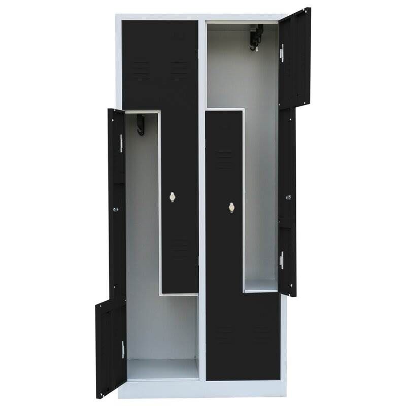 Lüllmann Z Garderobenschrank 4 Abteile 1800 x 800 x 500 mm lichtgrau mit feuerrot Produktbild Lüllmann Z Garderobenschrank 4 Abteile 1800 x 800 x 500 mm lichtgrau mit feuerrot bild 3