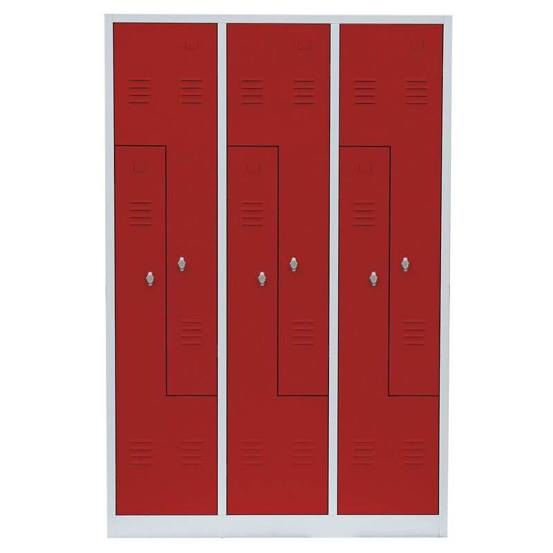 Lüllmann Z Garderobenschrank 6 Abteile 1800 x 1185 x 500 mm lichtgrau mit feuerrot Produktbild Lüllmann Z Garderobenschrank 6 Abteile 1800 x 1185 x 500 mm lichtgrau mit feuerrot bild 2