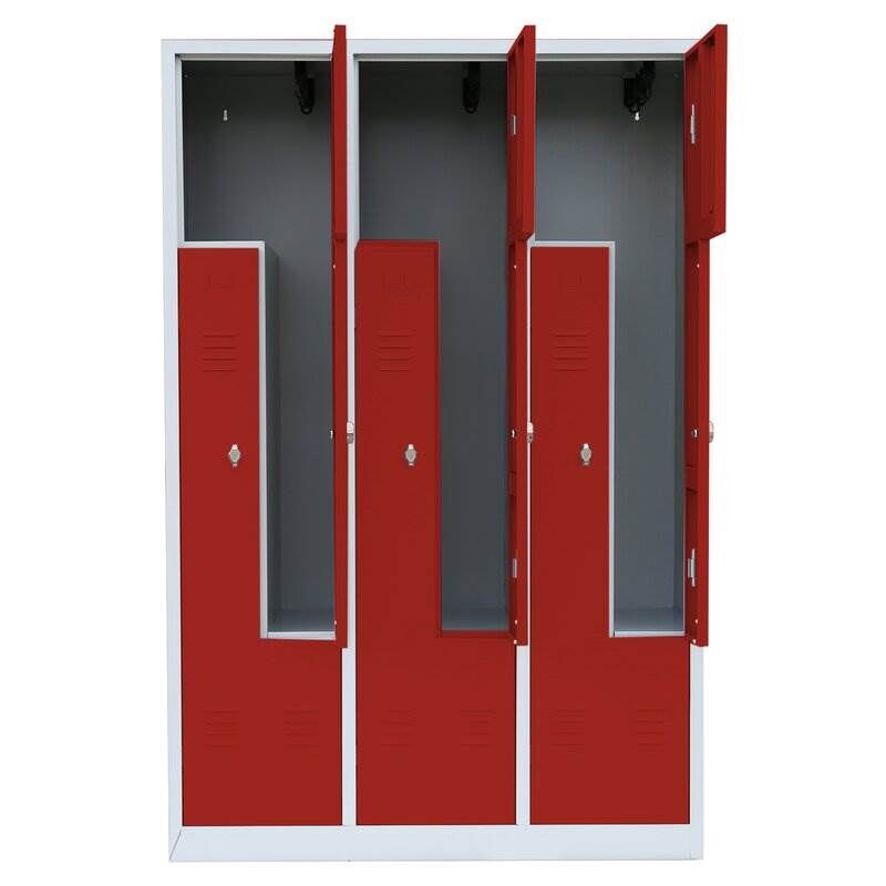 Lüllmann Z Garderobenschrank 6 Abteile 1800 x 1185 x 500 mm lichtgrau mit feuerrot Produktbild Lüllmann Z Garderobenschrank 6 Abteile 1800 x 1185 x 500 mm lichtgrau mit feuerrot bild 3