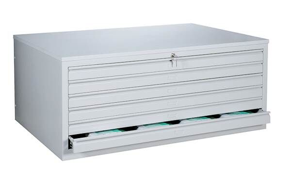 Lüllmann Zeichnungsschrank 6 Schubladen 605 x 1405 x 955 mm in lichtgrau Produktbild Lüllmann Zeichnungsschrank 6 Schubladen 605 x 1405 x 955 mm in lichtgrau