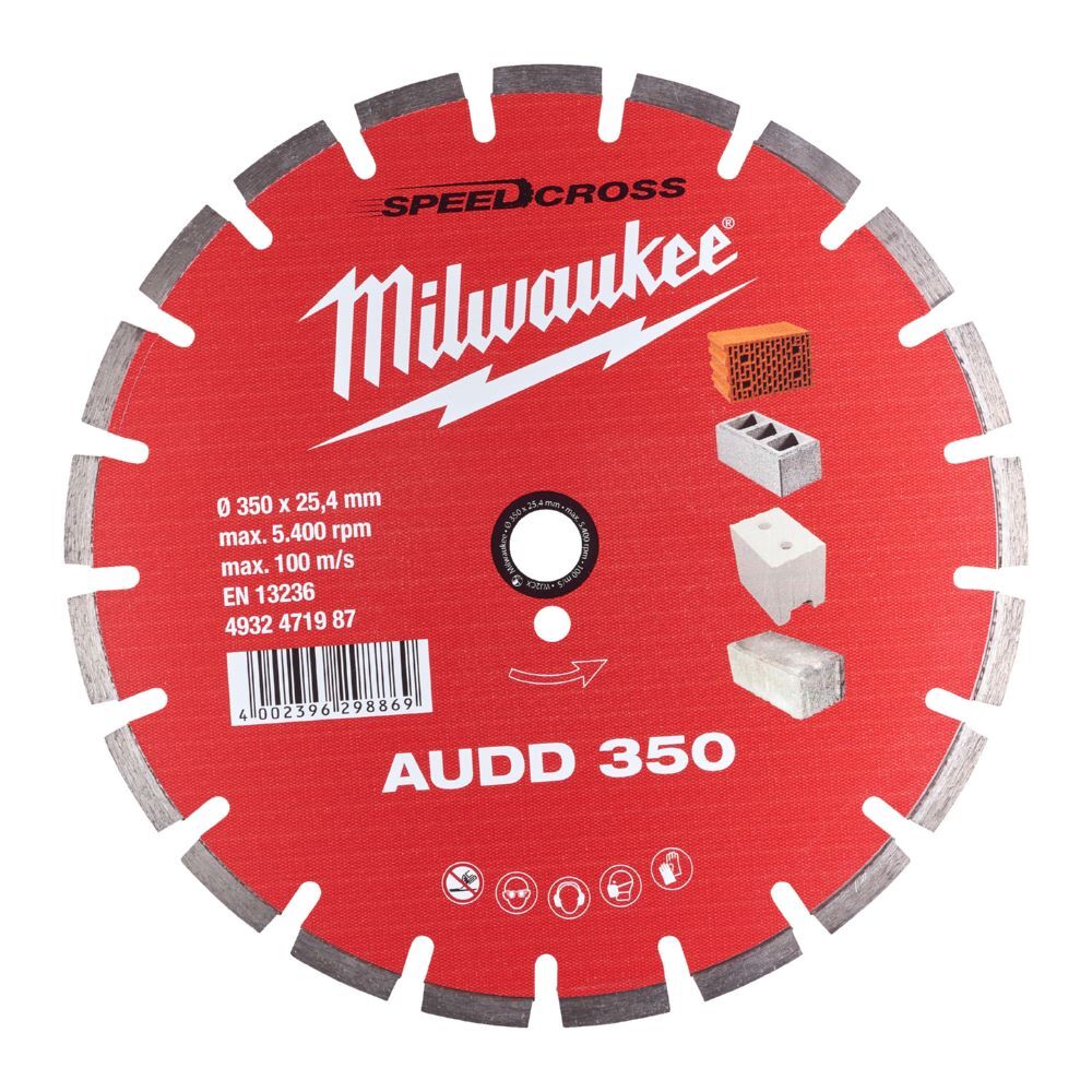 Milwaukee Diamanttrennscheibe Speedcross AUDD 350 mm für abrasive Materialien Produktbild Milwaukee Diamanttrennscheibe Speedcross AUDD 350 mm für abrasive Materialien