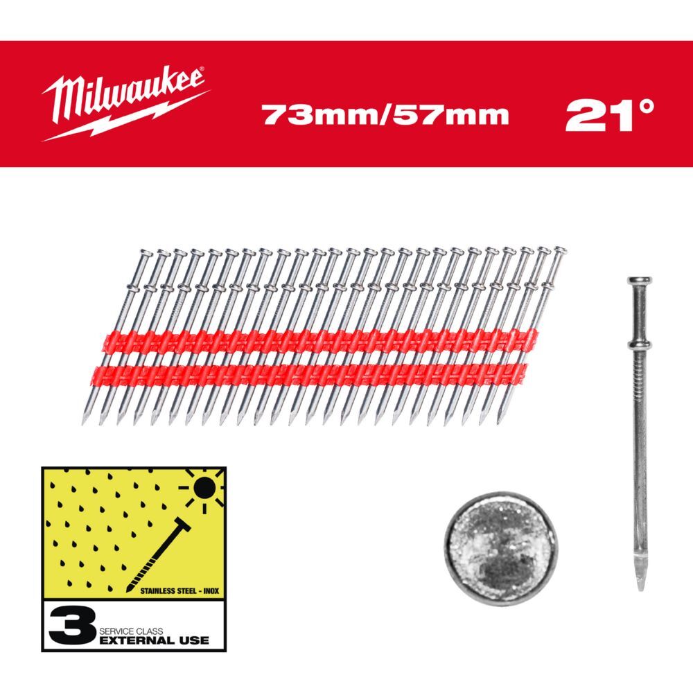 Milwaukee Elektrowerkzeuge Duplex Nägel für M18FDN 57 x 73 mm 21 Grad Produktbild Milwaukee Elektrowerkzeuge Duplex Nägel für M18FDN 57 x 73 mm 21 Grad