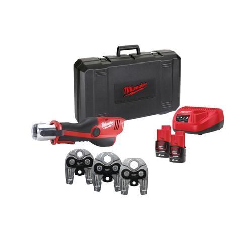 Produktbild Milwaukee M12ONEHPT-202C Geberit Mapress Set M12 Akku-Presswerkzeug 3x Geberit Pressbacken