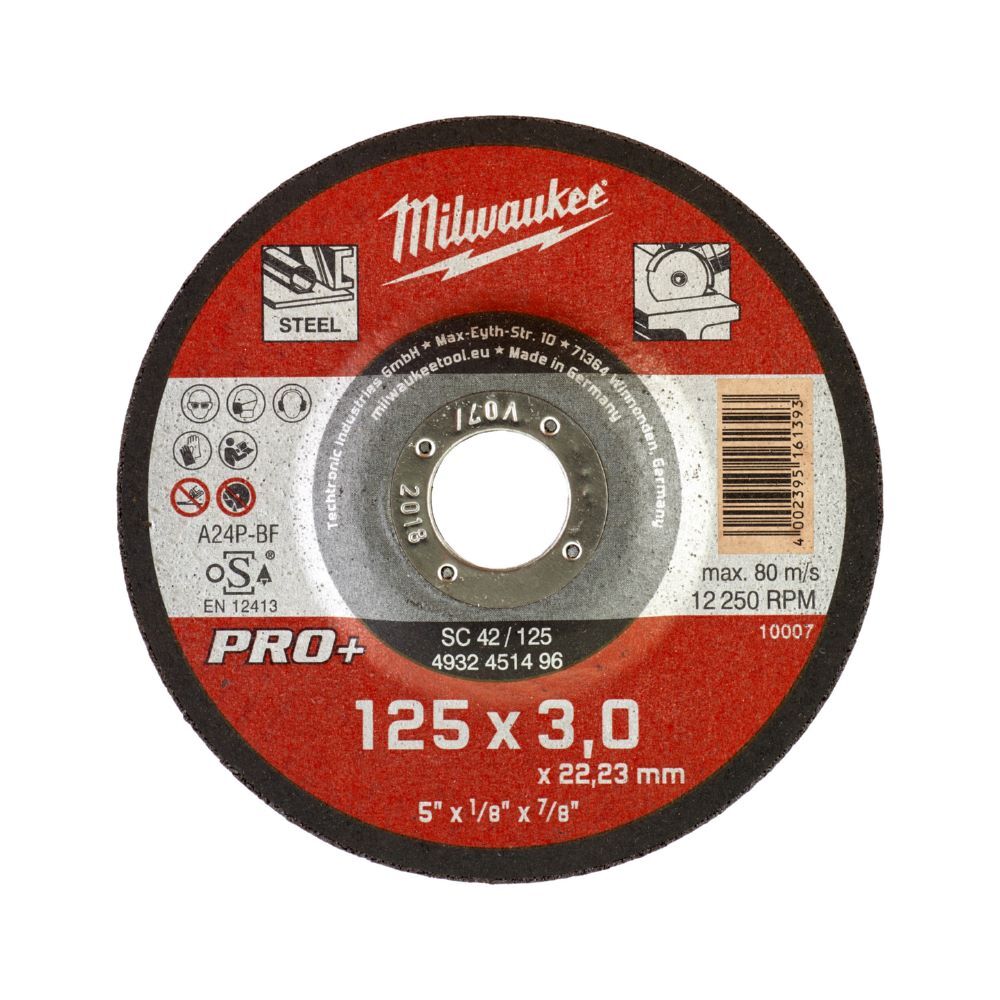 Milwaukee Elektrowerkzeuge Metalltrennscheibe gekröpft PROplus 125 x 3 mm SC42 Produktbild Milwaukee Elektrowerkzeuge Metalltrennscheibe gekröpft PROplus 125 x 3 mm SC42