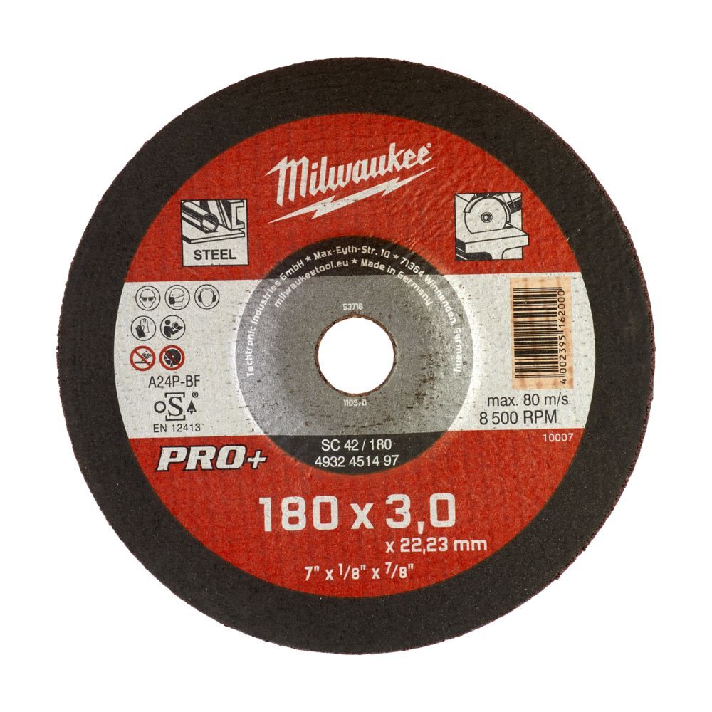 Milwaukee Elektrowerkzeuge Metalltrennscheibe gekröpft PROplus 180 x 3 mm SC42 Produktbild Milwaukee Elektrowerkzeuge Metalltrennscheibe gekröpft PROplus 180 x 3 mm SC42