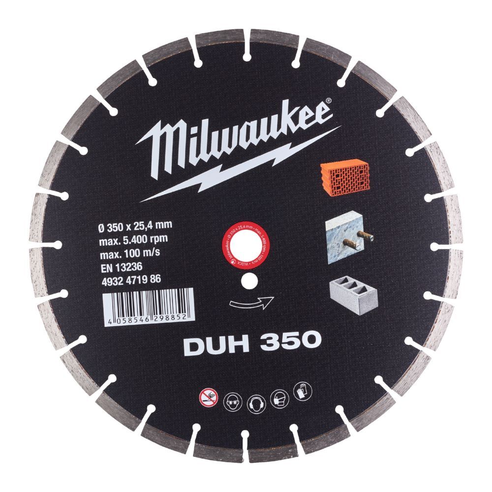 Milwaukee Diamanttrennscheibe DUH 350 mm für harte Materialien Produktbild Milwaukee Diamanttrennscheibe DUH 350 mm für harte Materialien