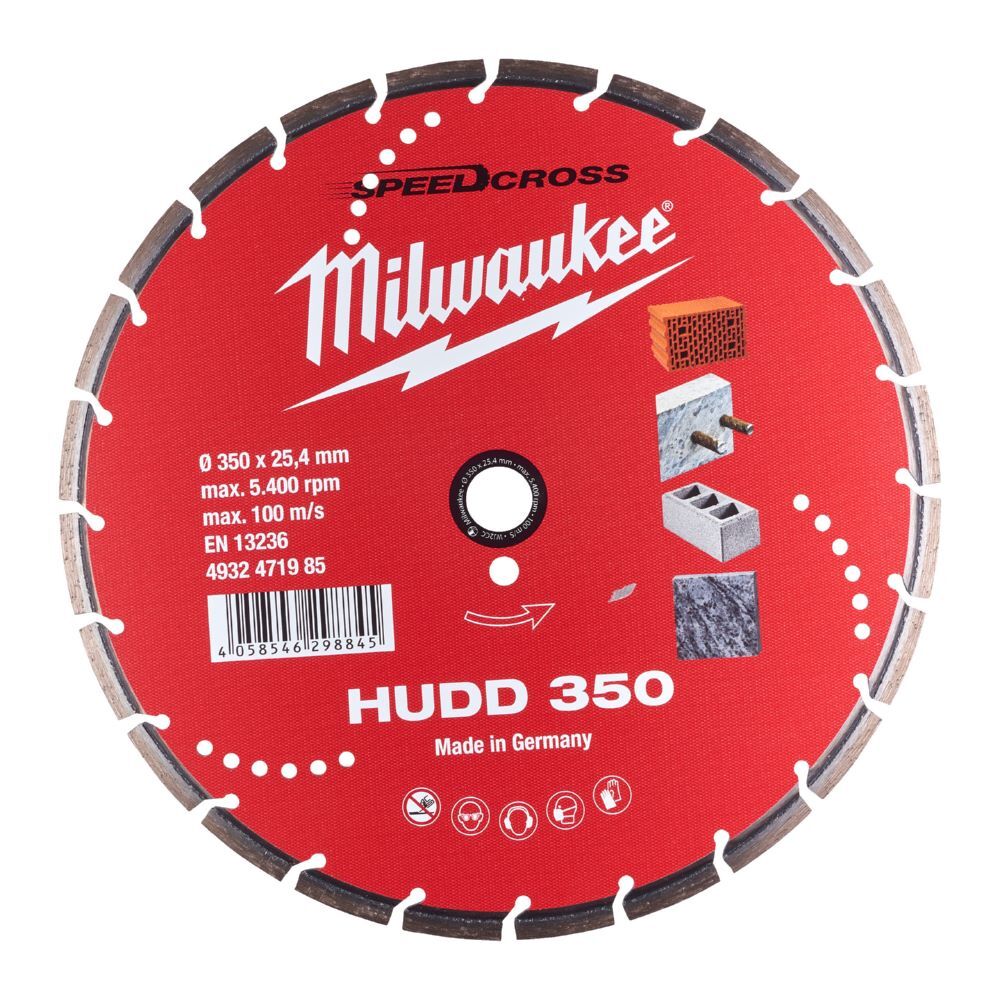 Milwaukee Diamanttrennscheibe Speedcross HUDD 350 mm für harte Materialien Produktbild Milwaukee Diamanttrennscheibe Speedcross HUDD 350 mm für harte Materialien
