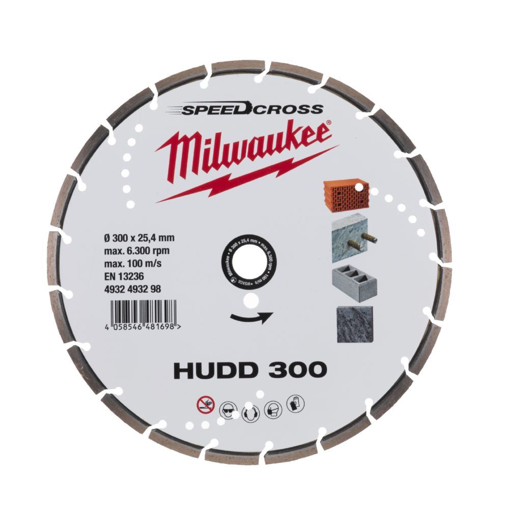 Milwaukee Elektrowerkzeuge Speedcross Diamanttrennscheibe HUDD 300 mm für harte Materialien Produktbild Milwaukee Elektrowerkzeuge Speedcross Diamanttrennscheibe HUDD 300 mm für harte Materialien