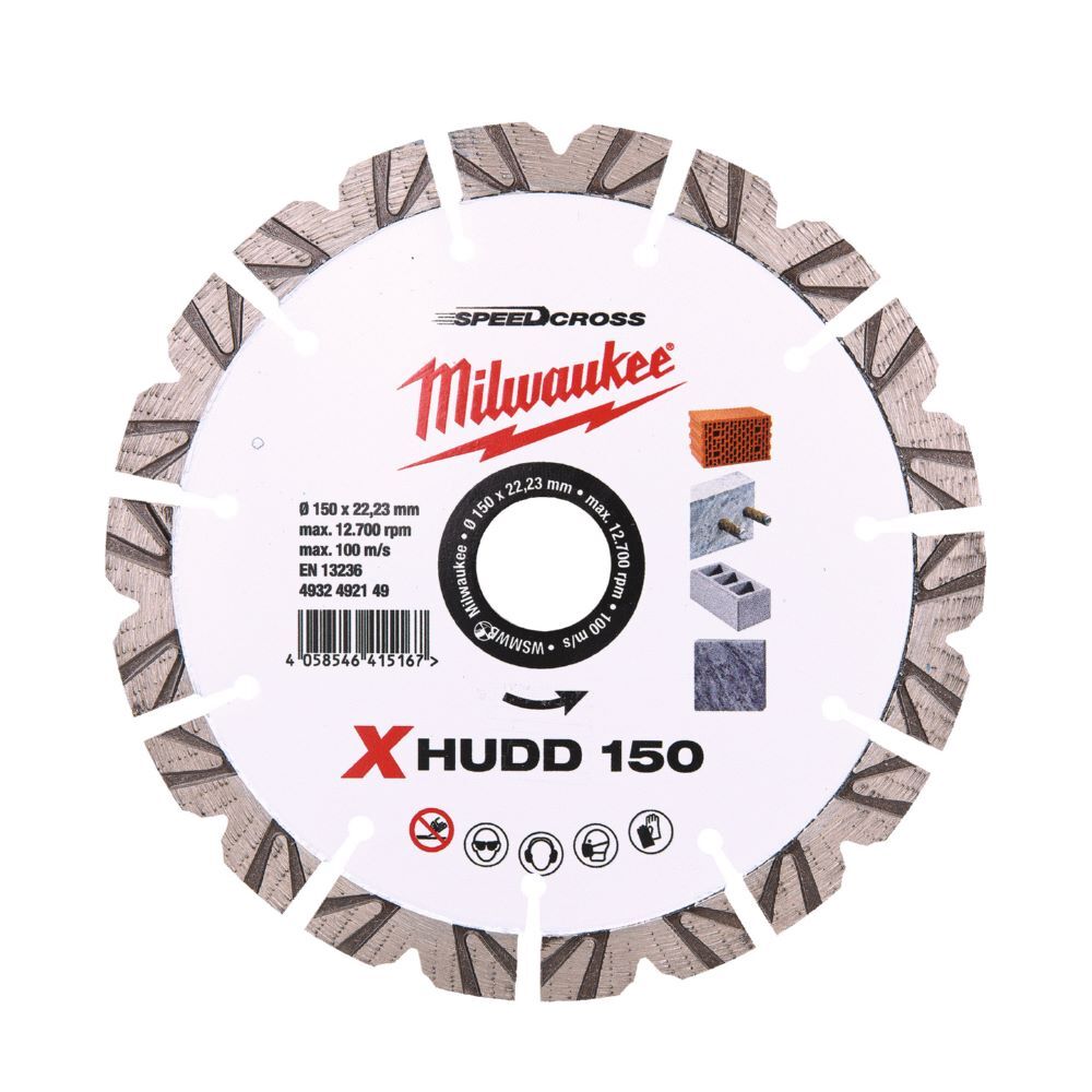 Milwaukee Elektrowerkzeuge Speedcross Diamanttrennscheibe XHUDD 150 mm für harte Materialien Produktbild Milwaukee Elektrowerkzeuge Speedcross Diamanttrennscheibe XHUDD 150 mm für harte Materialien