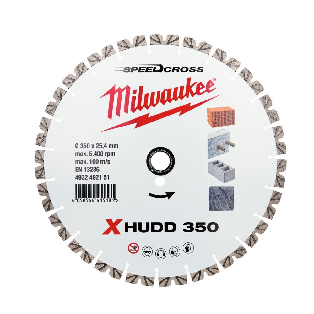 Milwaukee Elektrowerkzeuge Speedcross Diamanttrennscheibe XHUDD 350 mm für harte Materialien Produktbild Milwaukee Elektrowerkzeuge Speedcross Diamanttrennscheibe XHUDD 350 mm für harte Materialien