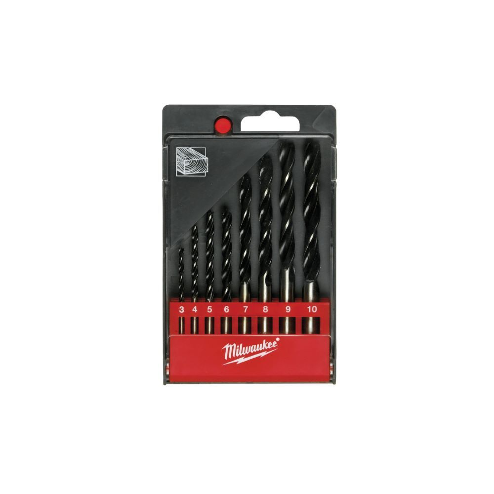 Milwaukee Holzspiralbohrer DIN 7487 E Kassette 8-teilig 3/4/5/6/7/8/9/10 mm Milwaukee Holzspiralbohrer DIN 7487 E Kassette 8-teilig 3/4/5/6/7/8/9/10 mm
