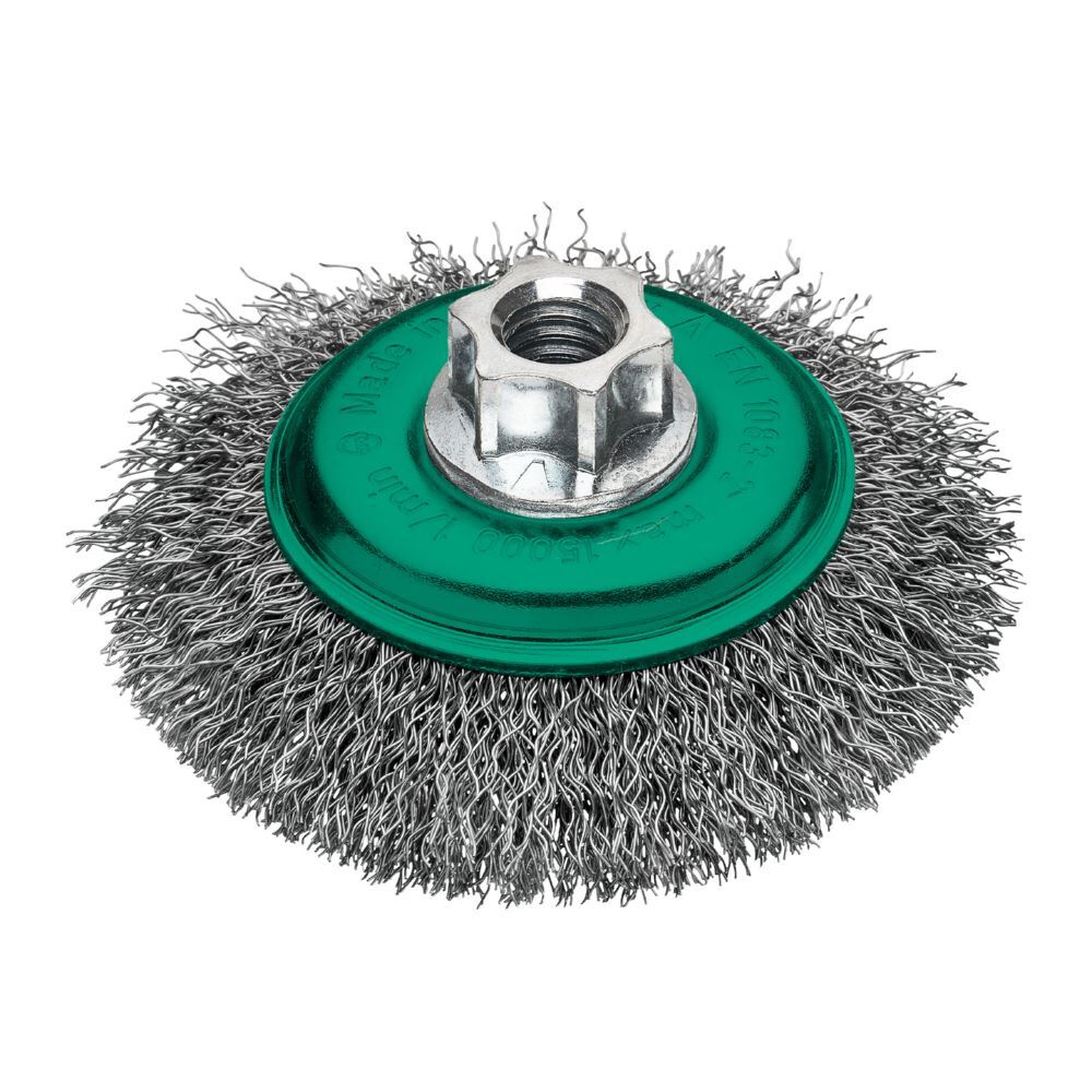 Produktbild Milwaukee Kegelbürste für Winkelschleifer gewellt Edelstahl 100 x 10 x 0,35 mm M14