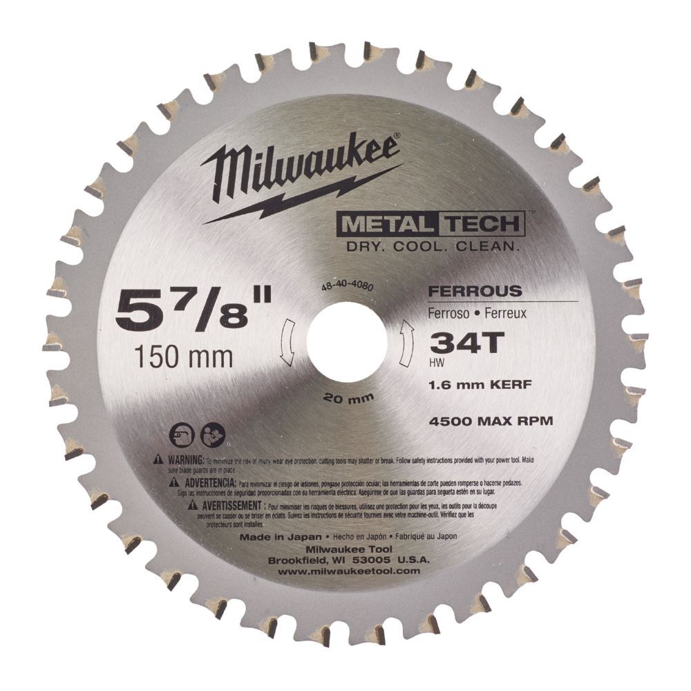 Milwaukee Elektrowerkzeuge Kreissägeblatt für Metall Handkreissägen 150 x 20 x 1,6 mm Zähne 34 Produktbild Milwaukee Elektrowerkzeuge Kreissägeblatt für Metall Handkreissägen 150 x 20 x 1,6 mm Zähne 34