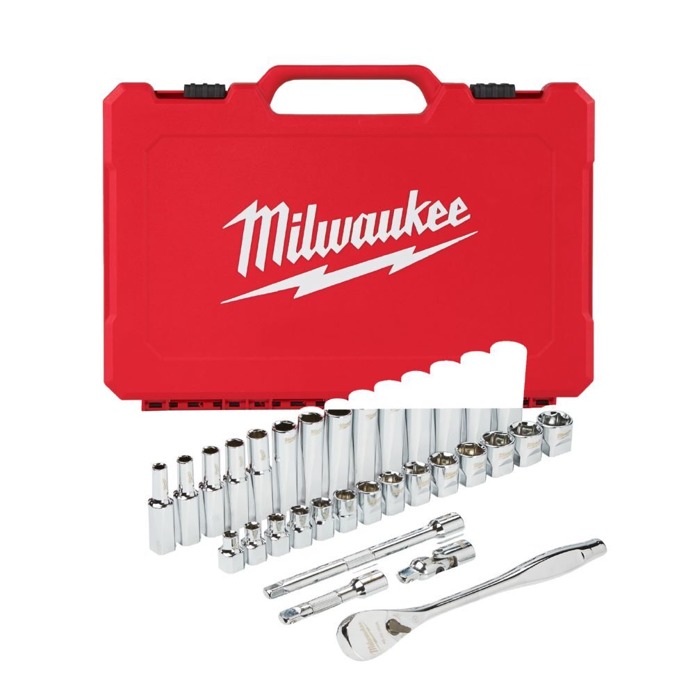 Milwaukee Ratschensatz und Nusssatz 3/8 Zoll metrisch 32 Teile Milwaukee Ratschensatz und Nusssatz 3/8 Zoll metrisch 32 Teile