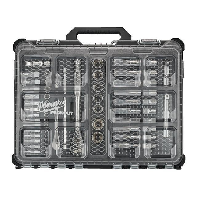Produktbild Milwaukee Ratschen Steckschlüsseleinsatz Set 63-teilig PACKOUT Organiser Compact