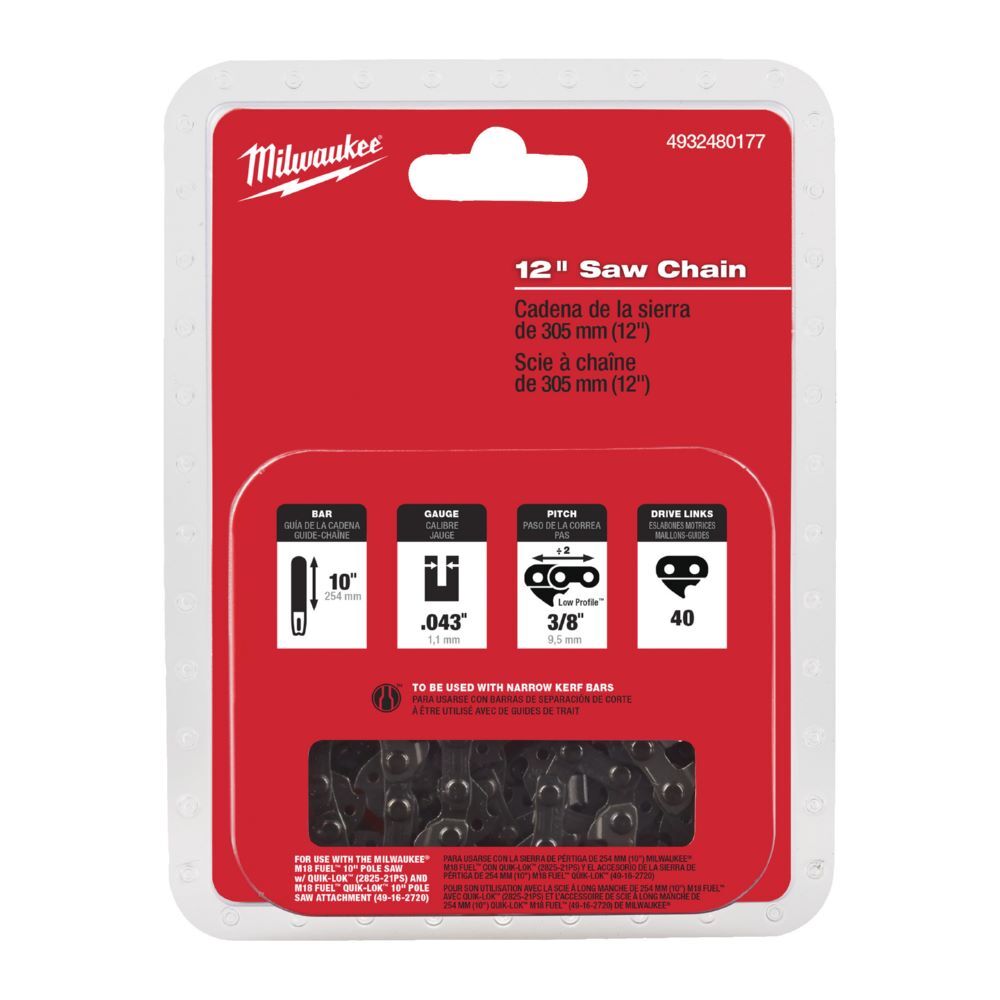 Milwaukee Elektrowerkzeuge Ersatz Sägekette 30 cm 12 Zoll für M18 FTHCHS30 Milwaukee Elektrowerkzeuge Ersatz Sägekette 30 cm 12 Zoll für M18 FTHCHS30
