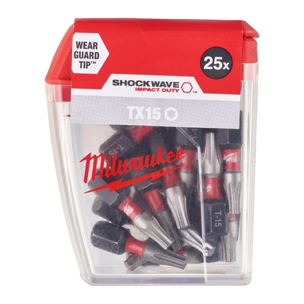 Milwaukee Schrauberbit Shockwave TX15 25 mm 25er Pack Produktbild Milwaukee Schrauberbit Shockwave TX15 25 mm 25er Pack