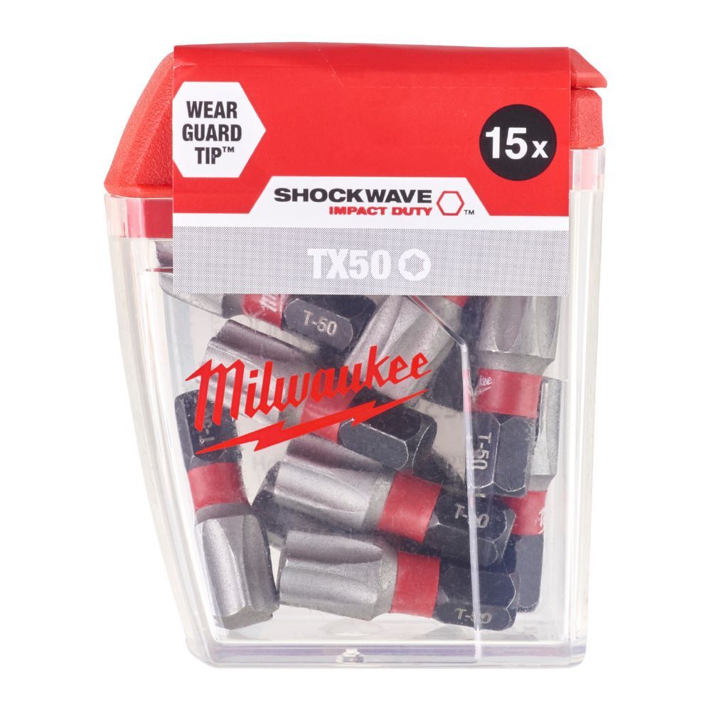 Milwaukee Schrauberbit Shockwave TX50 25 mm 15er Pack Produktbild Milwaukee Schrauberbit Shockwave TX50 25 mm 15er Pack