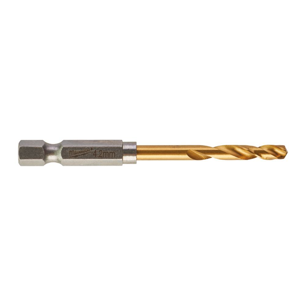Milwaukee Metallbohrer SHOCKWAVE HSS-G RED HEX Titan 1/4 Zoll 4,2 x 74 mm Produktbild Milwaukee Metallbohrer SHOCKWAVE HSS-G RED HEX Titan 1/4 Zoll 4,2 x 74 mm