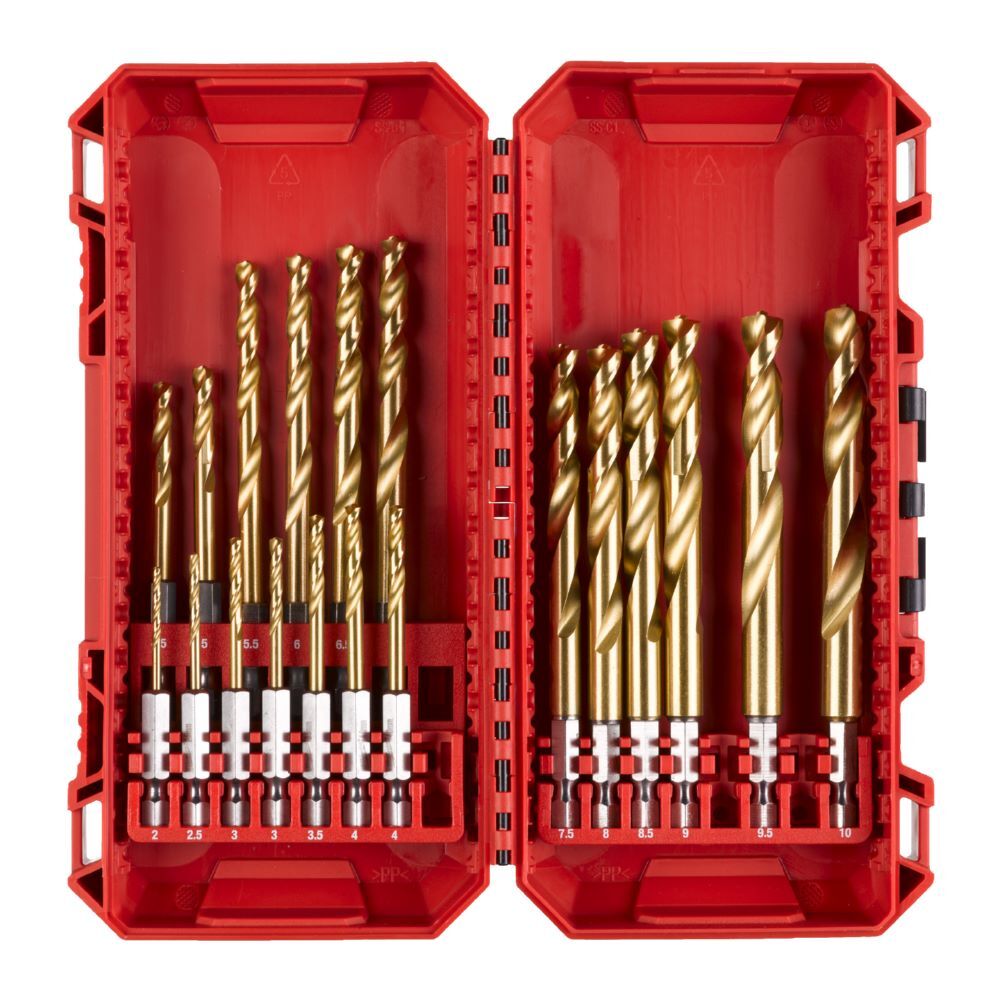 Produktbild Milwaukee SHOCKWAVE Metallbohrer HSS-G RED HEX Titan 1/4 Zoll 19-teiliges Set