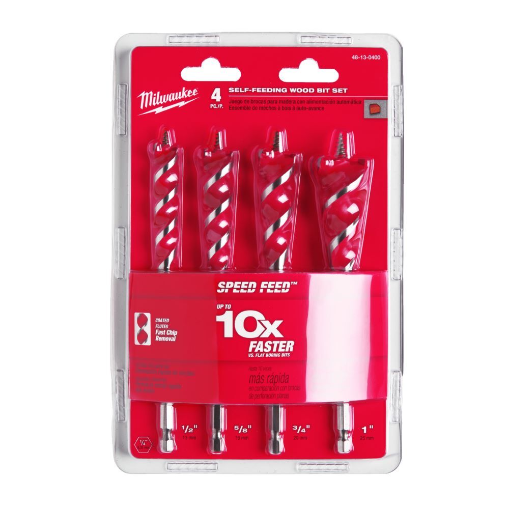 Milwaukee SPEED FEED Holzbohrer Set 4 teilig Produktbild Milwaukee SPEED FEED Holzbohrer Set 4 teilig