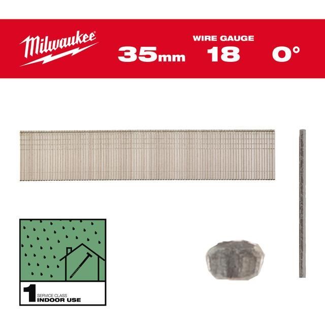 Produktbild Milwaukee Stauchkopf Nägel 18 Gauge für M18CN18GS 1,05 x 1,25 x 35 mm verzinkt