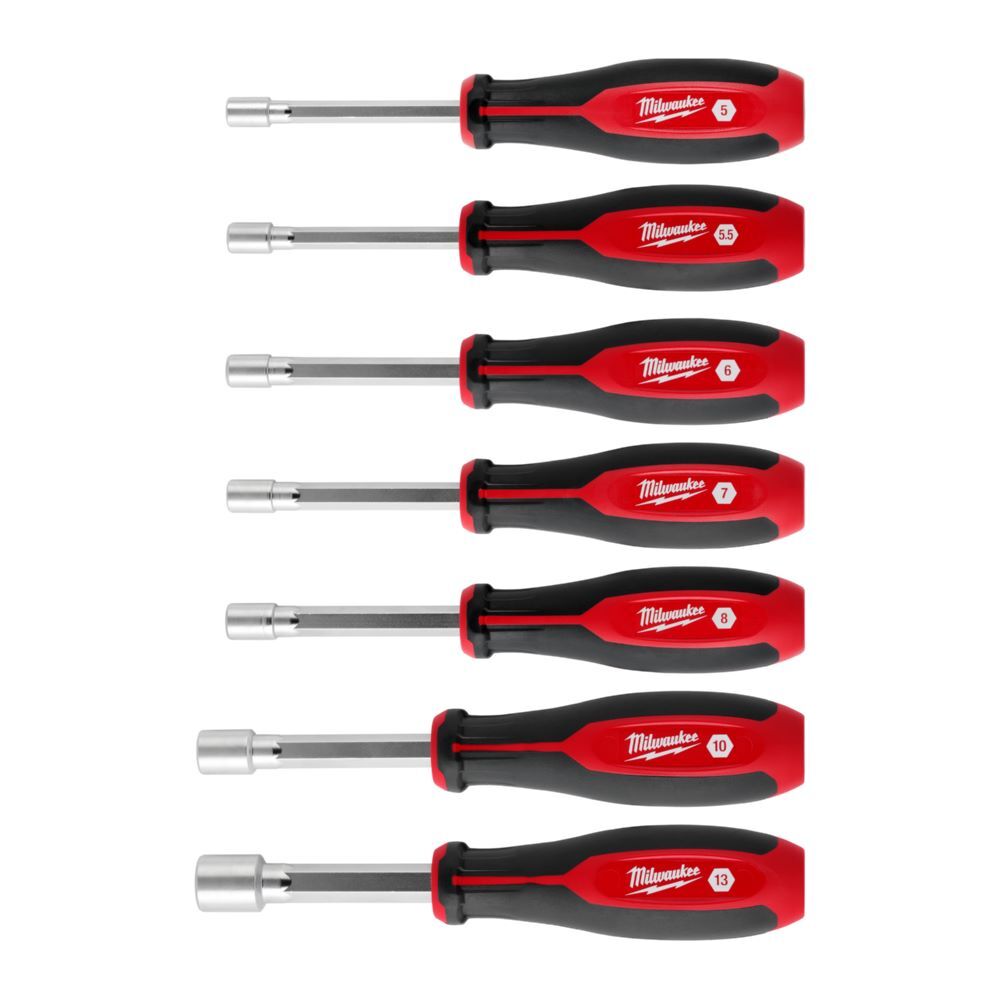 Produktbild Milwaukee Steckschlüssel mit Griff und Durchgangsloch Set magnetisch 7-teilig