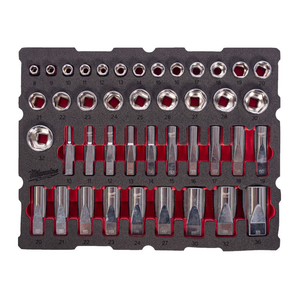 Produktbild Milwaukee Steckschlüsseleinsätze 1/2 Zol Einlage 42-teilige Einlage für PACKOUT Koffer