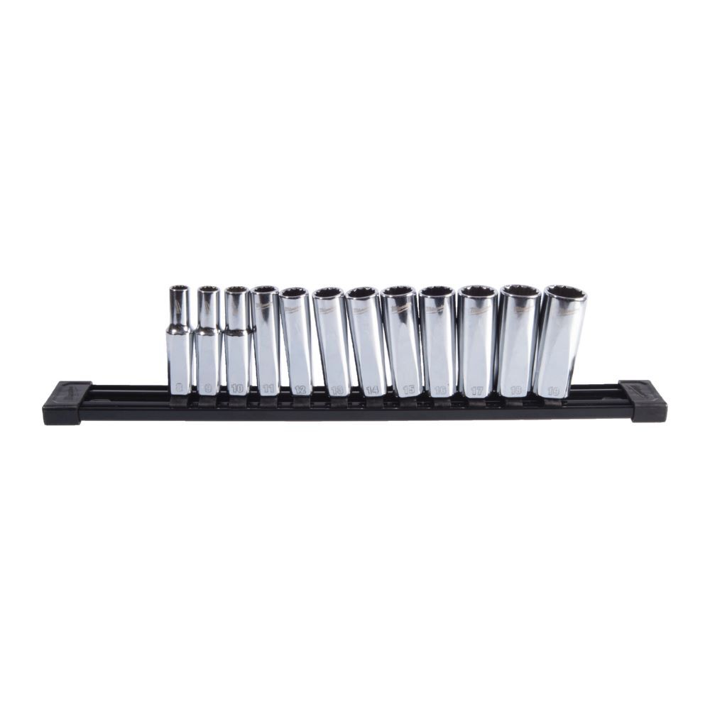 Produktbild Milwaukee Steckschlüsseleinsatz 3/8 Zoll lang Set 12-kant metrisch