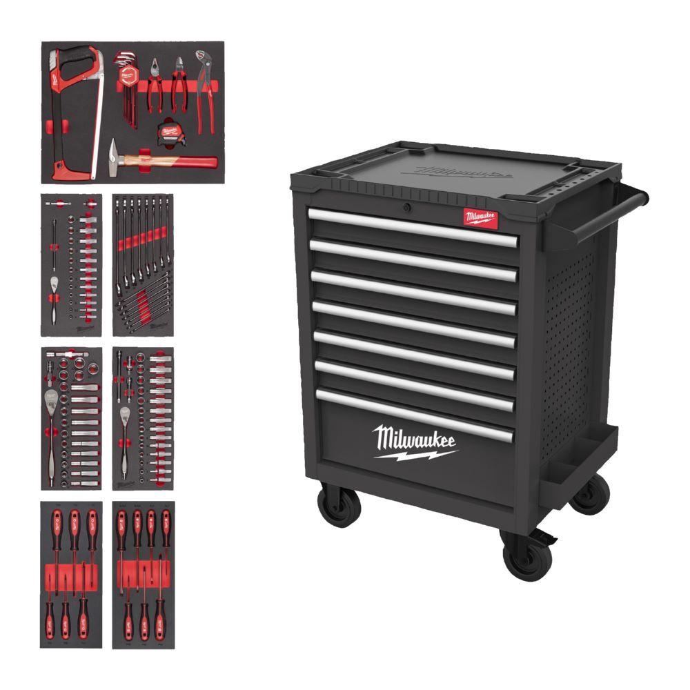 Produktbild Milwaukee TOOLGUARD Werkstattwagen mit Werkzeugbestückung 131-teilig 27 Zoll / 69 cm