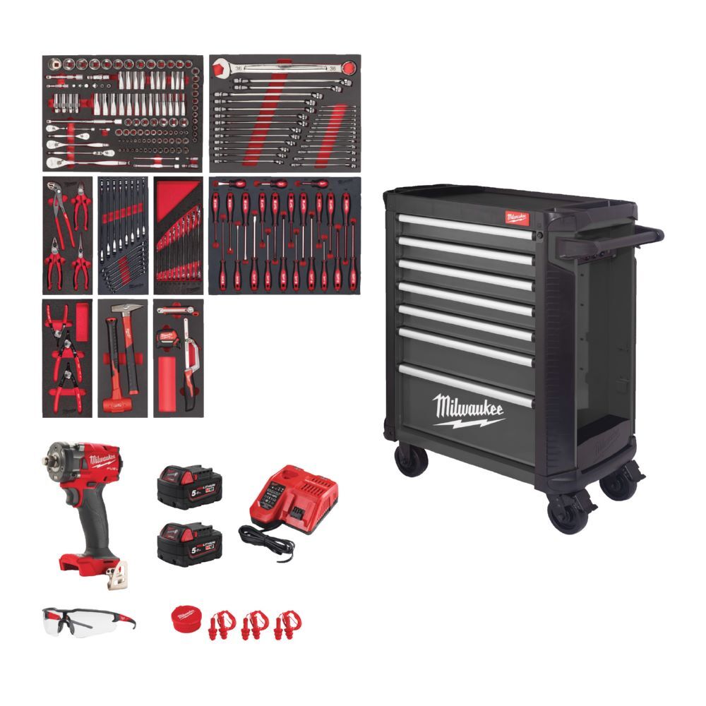Produktbild Milwaukee TOOLGUARD Werkstattwagen mit Werkzeugbestückung Premium Version 246-teilig