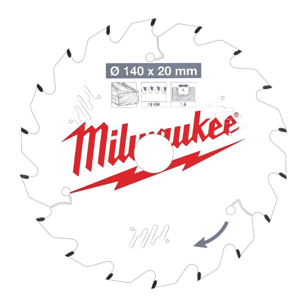 Milwaukee Kreissägeblatt für Holz Wechselzahn 140/20 mm 18 Zähne Produktbild Milwaukee Kreissägeblatt für Holz Wechselzahn 140/20 mm 18 Zähne