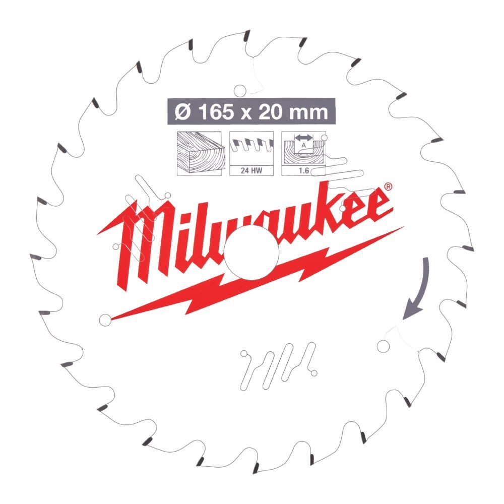 Milwaukee Kreissägeblatt für Holz 165/20 mm 24 Zähne Produktbild Milwaukee Kreissägeblatt für Holz 165/20 mm 24 Zähne