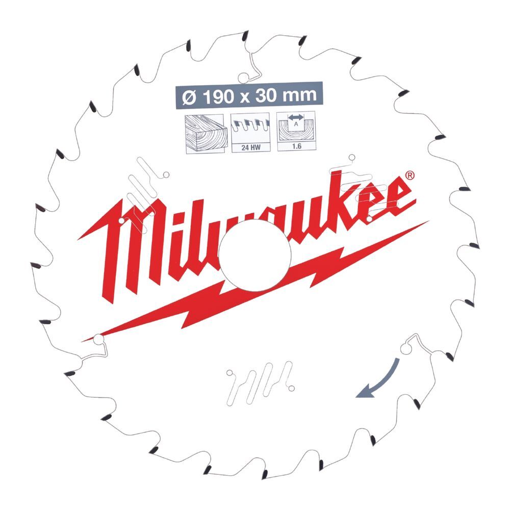 Milwaukee Kreissägeblatt für Holz Wechselzahn 190/30 mm 24 Zähne Milwaukee Kreissägeblatt für Holz Wechselzahn 190/30 mm 24 Zähne