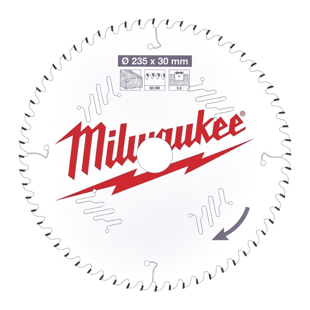 Milwaukee Kreissägeblatt für Holz Wechselzahn 235/30 mm 60 Zähne Produktbild Milwaukee Kreissägeblatt für Holz Wechselzahn 235/30 mm 60 Zähne