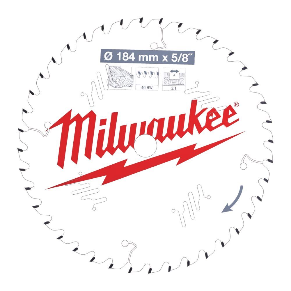 Milwaukee Kreissägeblatt für Holz Wechselzahn 184/15,87 mm 40 Zähne Produktbild Milwaukee Kreissägeblatt für Holz Wechselzahn 184/15,87 mm 40 Zähne