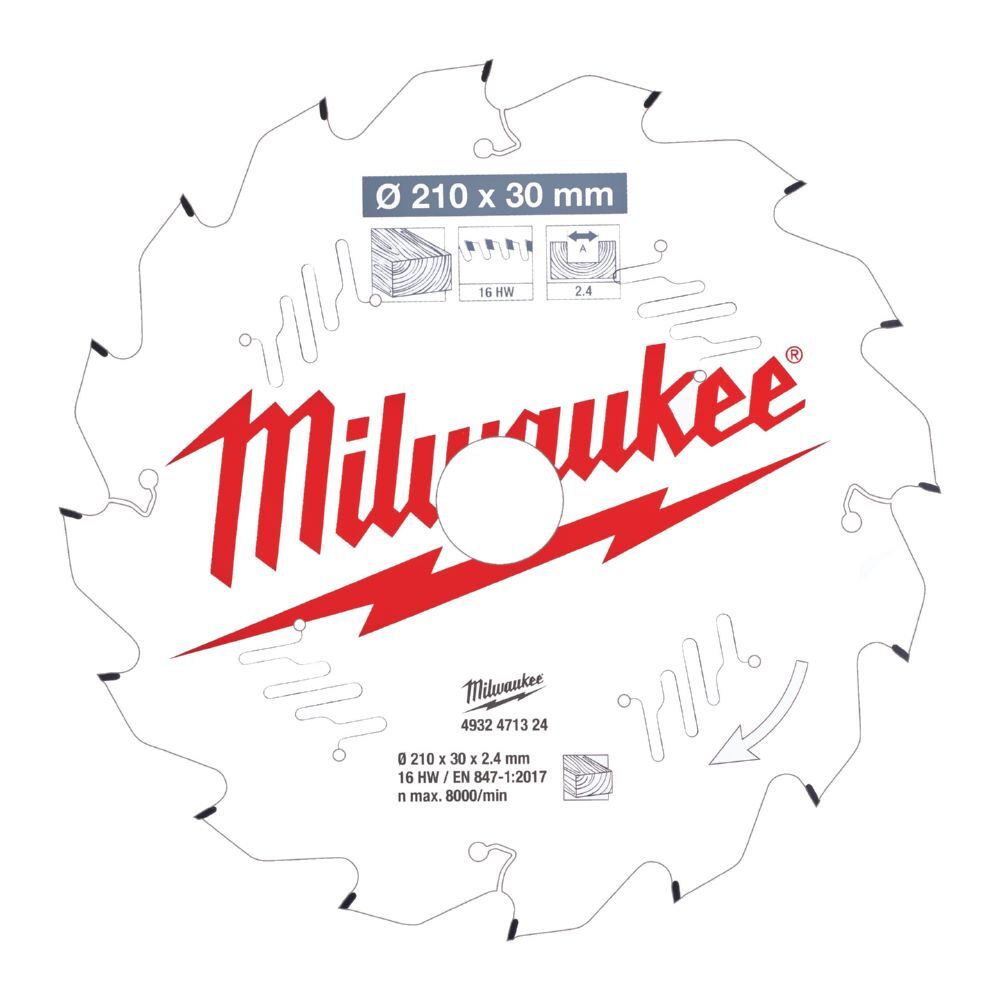 Milwaukee Kreissägeblatt für Holz Wechselzahn 210/30 mm 16 Zähne Produktbild Milwaukee Kreissägeblatt für Holz Wechselzahn 210/30 mm 16 Zähne