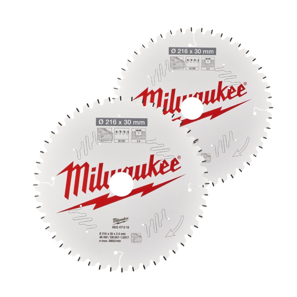 Milwaukee Elektrowerkzeuge Kreissägeblätter Holz für Kapp Gehrungssägen 216 x 30 mm Z 48 x 216 x 30  Produktbild Milwaukee Elektrowerkzeuge Kreissägeblätter Holz für Kapp Gehrungssägen 216 x 30 mm Z 48 x 216 x 30