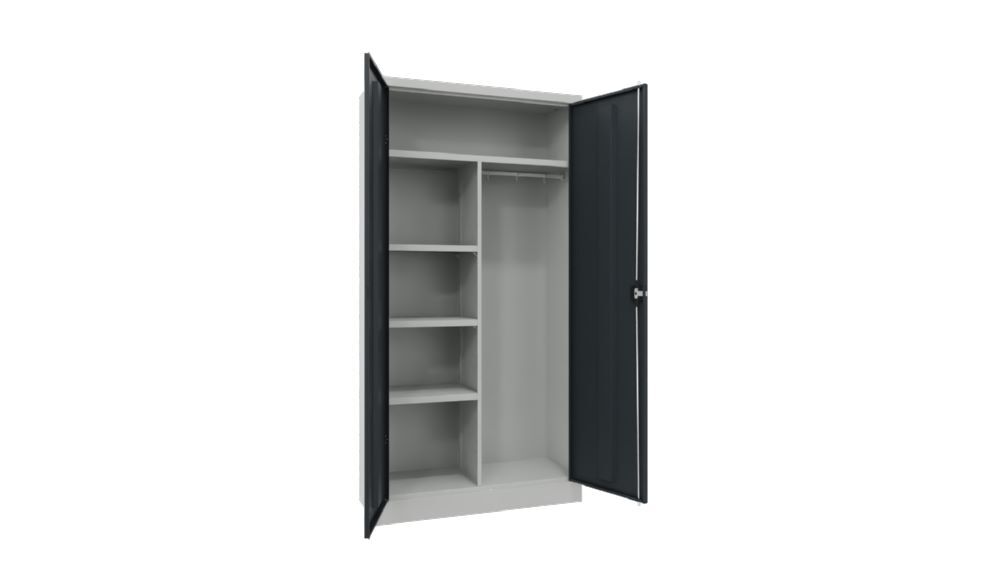 Produktbild PAVOY Akten-Garderobenschrank 1950x1000x400 mm Drehgriff RAL 7035/7016