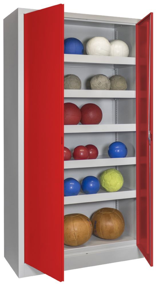 Produktbild PAVOY Ballschrank 1950x1000x500 Vollblechtüren 5 Ballböden RAL 7035/3000