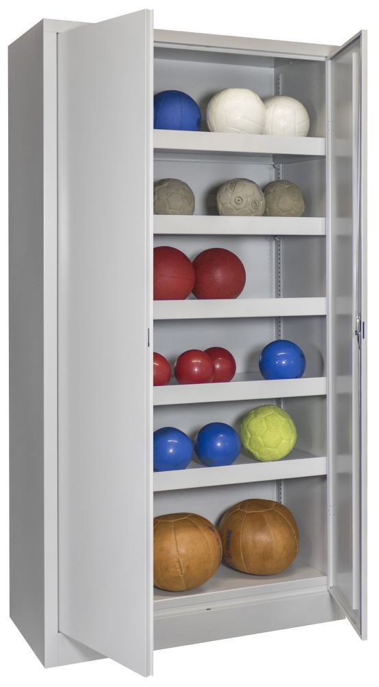 Produktbild PAVOY Ballschrank 1950x1000x500 Vollblechtüren 5 Ballböden RAL 7035
