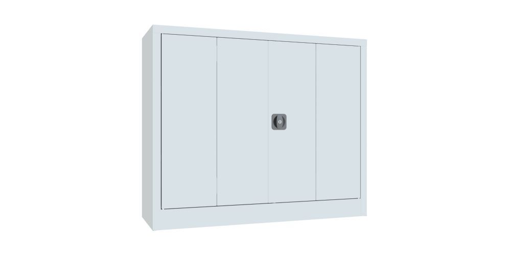Produktbild PAVOY Falttürenschrank 1000x1200x400 mm Drehgriff 2 Böden gepulvert RAL 7035