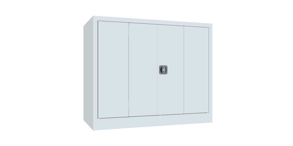 Produktbild PAVOY Falttürenschrank 1000x1200x600 mm Drehgriff 2 Böden gepulvert RAL 7035