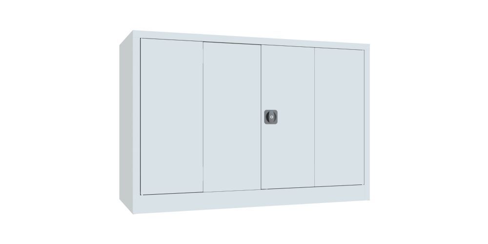 Produktbild PAVOY Falttürenschrank 1000x1500x600 mm Drehgriff 2 Böden gepulvert RAL 7035
