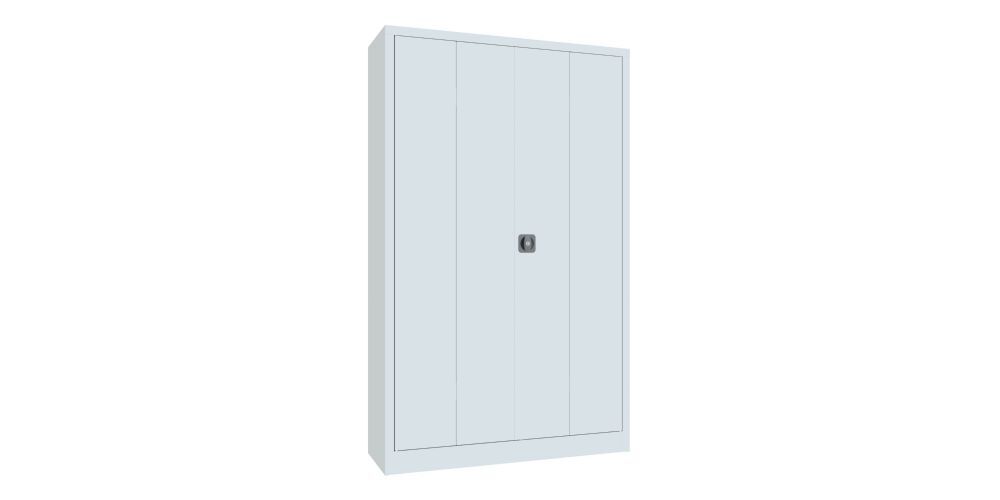 Produktbild PAVOY Falttürenschrank 1950x1200x400 mm Drehgriff 2 Böden gepulvert RAL 7035