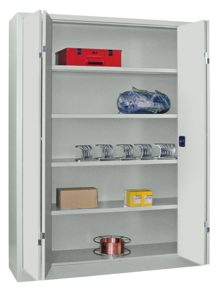 Produktbild PAVOY Falttürenschrank 1950x1500x400 mm Drehgriff 2 Böden gepulvert RAL 7035