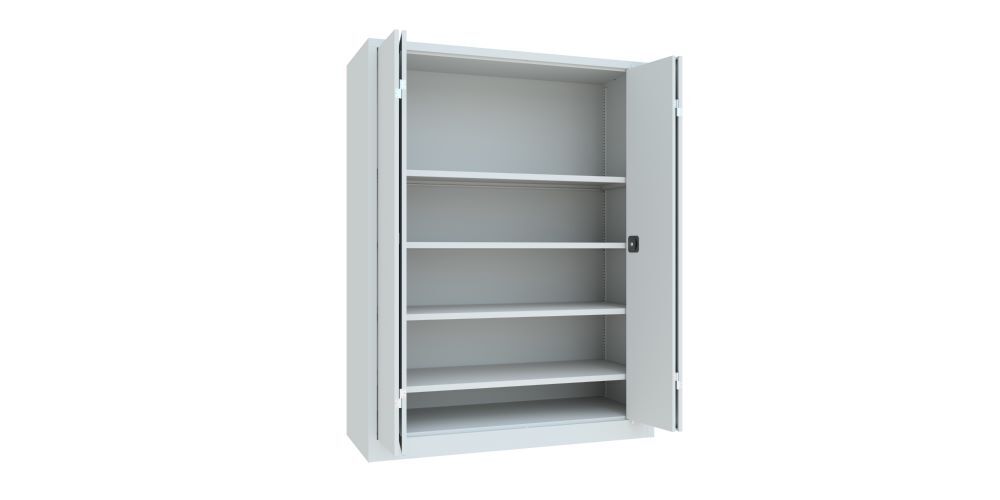 Produktbild Falttürenschrank, 1950x1500x600 mm, Drehgriff, 2 Böden gepulvert, RAL 7035 bild 2